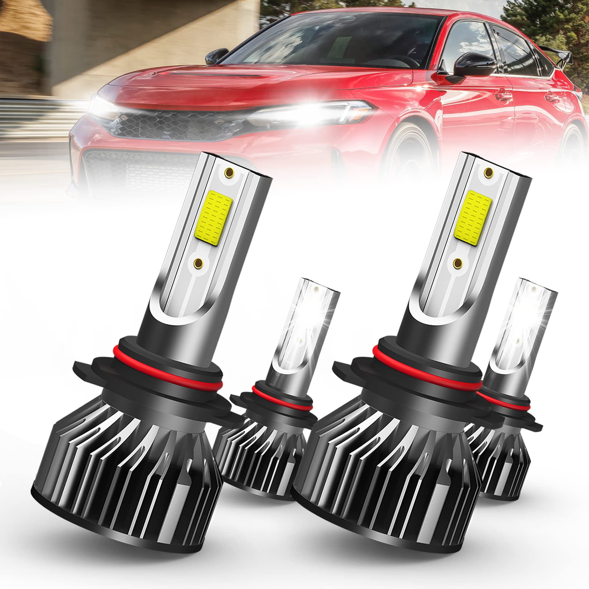 Photo 1 of SPBRTBUB led headlight bulbs, compatible with Honda Civic 2006-2013 led headlights,9005/HB3 High Beam + 9006/HB4 Low Beam, 20000LM led headlights Combo,Pack of 4