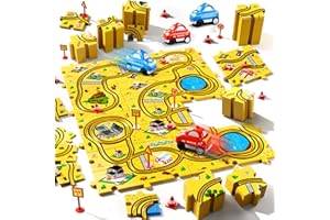 Beby Buty 48 PCS Puzzle City Racer Car Track Set Toys for Kids Boys, Toys Gifts for 3 4 5 Year Old Boys, Puzzle Racer Kids Car Track Set Ages 3-5 4-6, Ideal 3 4 5 Year Old Boys Birthday Gifts