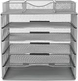 EasyPAG 5 Tier Metal Mesh A4 Desk Tray File Holder Organizer Silver view 4