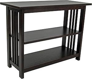 Mission Under Window Bookshelf with 2 Shelves, Espresso