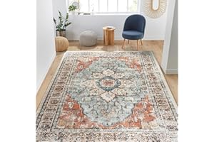 BESTSWEETIE Area Rug 6x9 Rugs for Living Room 6x9 Boho Rugs Washable Rugs 6x9 Vintage Area Rugs Carpet for Bedroom Living Room Indoor Distressed Non Slip No Pile, Brick