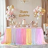 Pastel Rainbow Table Cloths for Parties Tulle Table