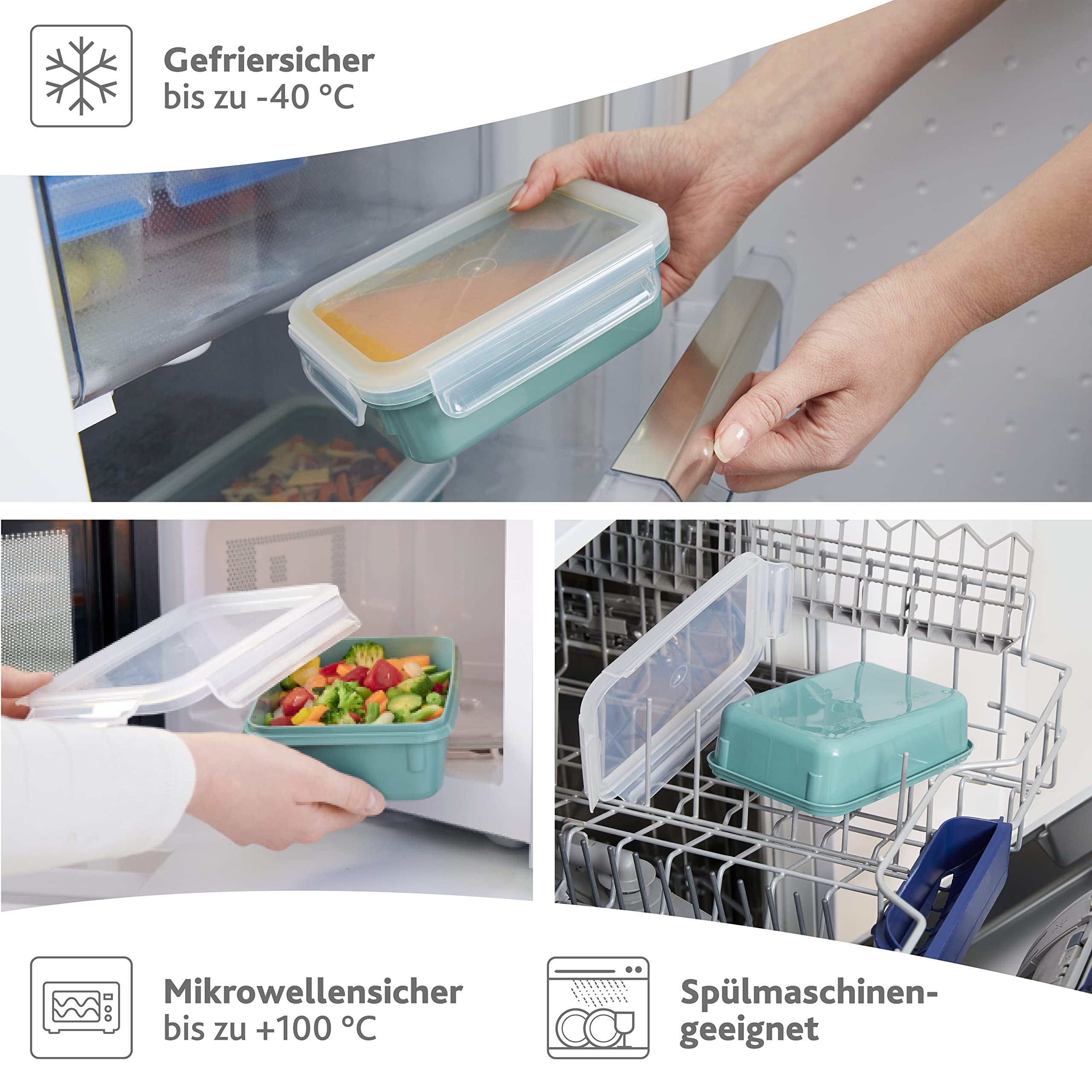 Emsa N10123 Clip & Close Color Edition Frischhaltedose | 0,55 Liter | 100% auslaufsicher/hygienisch | BPA-frei | spülmaschinen-, mikrowellen- und gefriergeeignet | Koralle 6