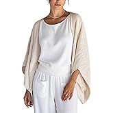 Chvity Women's Cotton Linen Cozy Cardigan Shrug Trendy Cozy Boho Knit Kimono Long Sleeve Cardigan Shawl
