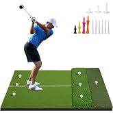 Tri-Turf Premium Golf Hitting Mat, 6x4ft Extra Large, 50mm/55mm/31mm Extra Thick, Non-Slip Foam Base, Dense Artificial Grass, Accept Real Tees, Indoor &amp; Outdoor Practice, Drive/Chip/Pitch, with Tees