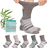 Revosoxs Diabetic Crew Socks for Men Women,Bamboo Viscose Non-Binding Loose Top Wide Socks with Seamless Toe 9-11 10-13