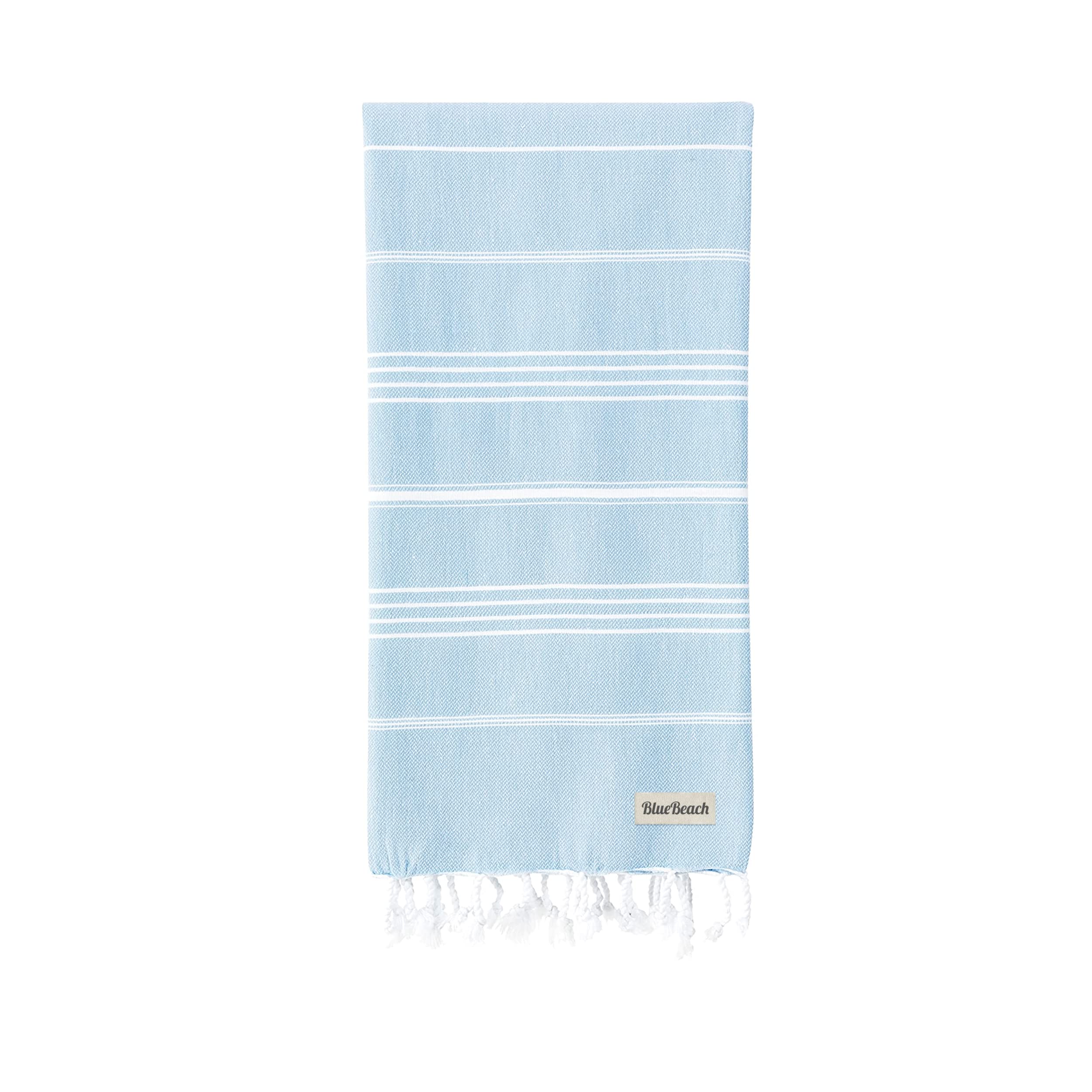 Blue Beach Turkish Towel - 100x180cm Large Turkish Hammam Peshtemal Towel - Super Absorbent, Quick Dry, Sand Free, Lightweight, Compact Towels for Swimming, Bath, Gym, Sauna and Travel (Sky Blue,1)