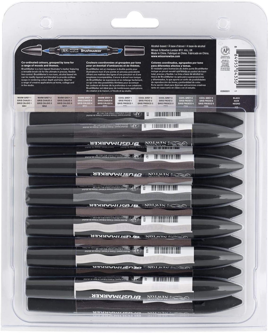 Winsor & Newton BrushMarker - Set of 12 - Neutral Tones, Grey, 12 count (Pack of 1) - Image 3