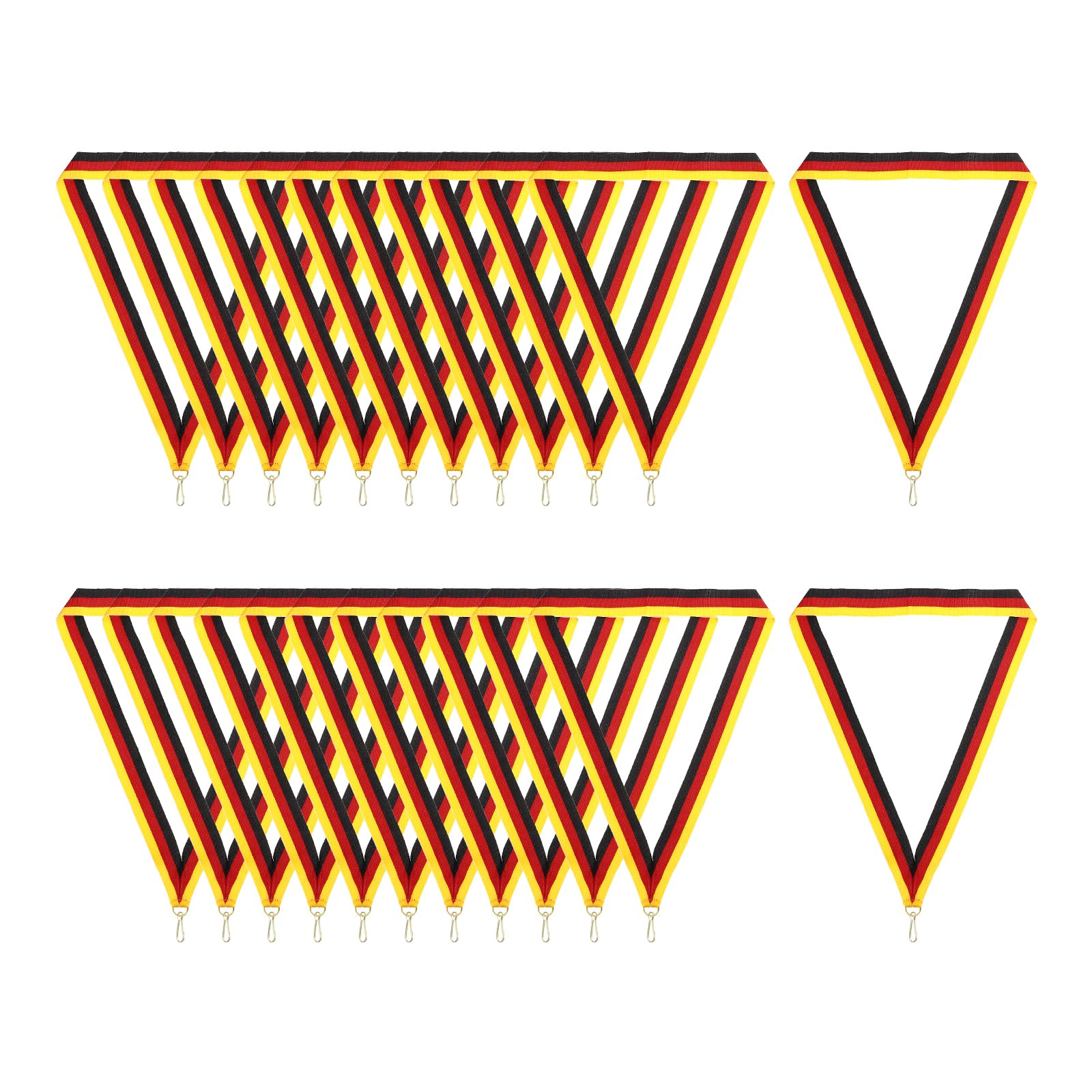 PATIKIL Award Neck Ribbons with Snap Clips, 24 Pcs Polyester Striped Medal Lanyards Ribbon for Competitions Sports Meetings Sports Party, Black Red Yellow