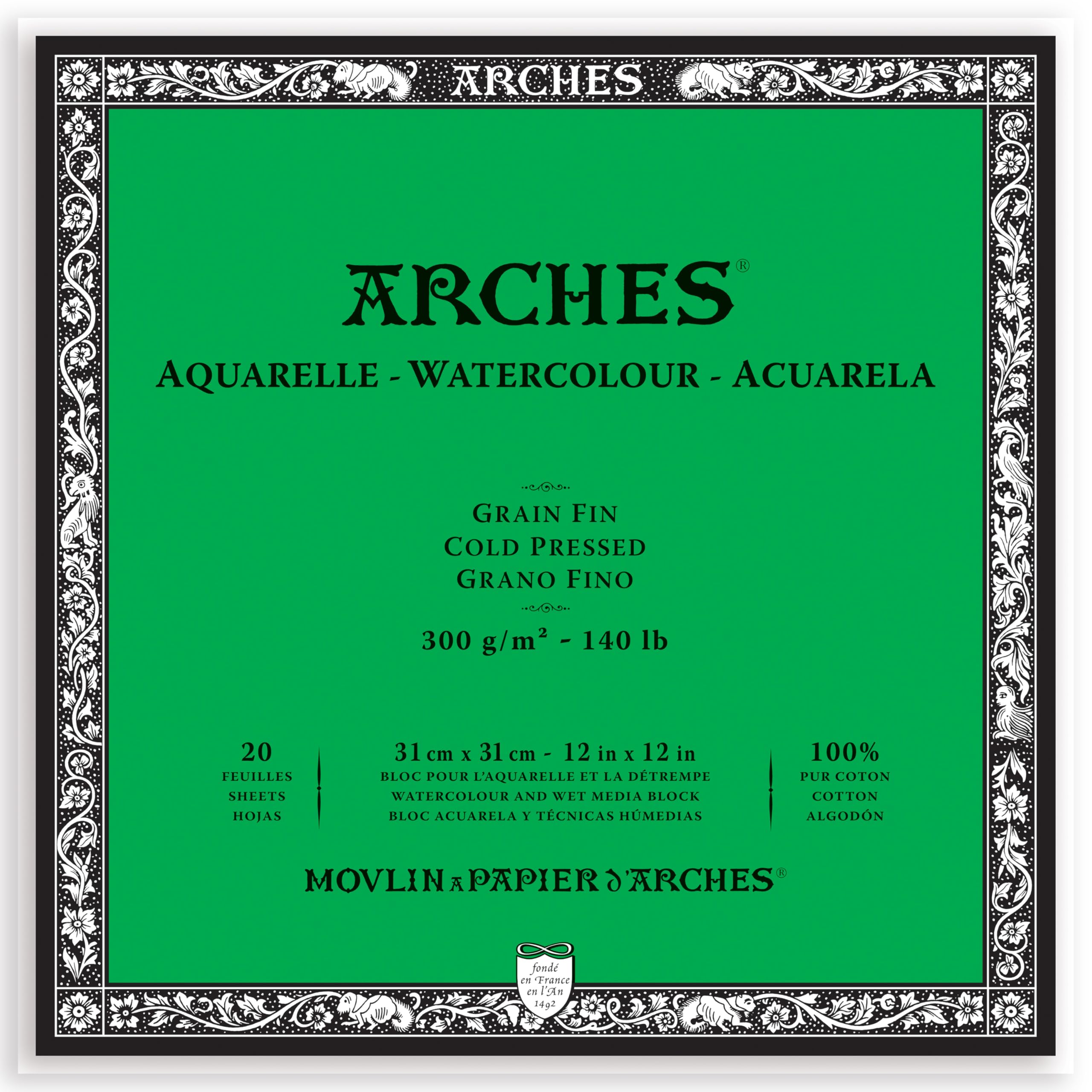 Arches Watercolor Block Fine Grain 300Gr 31X31cm 20 Sheets