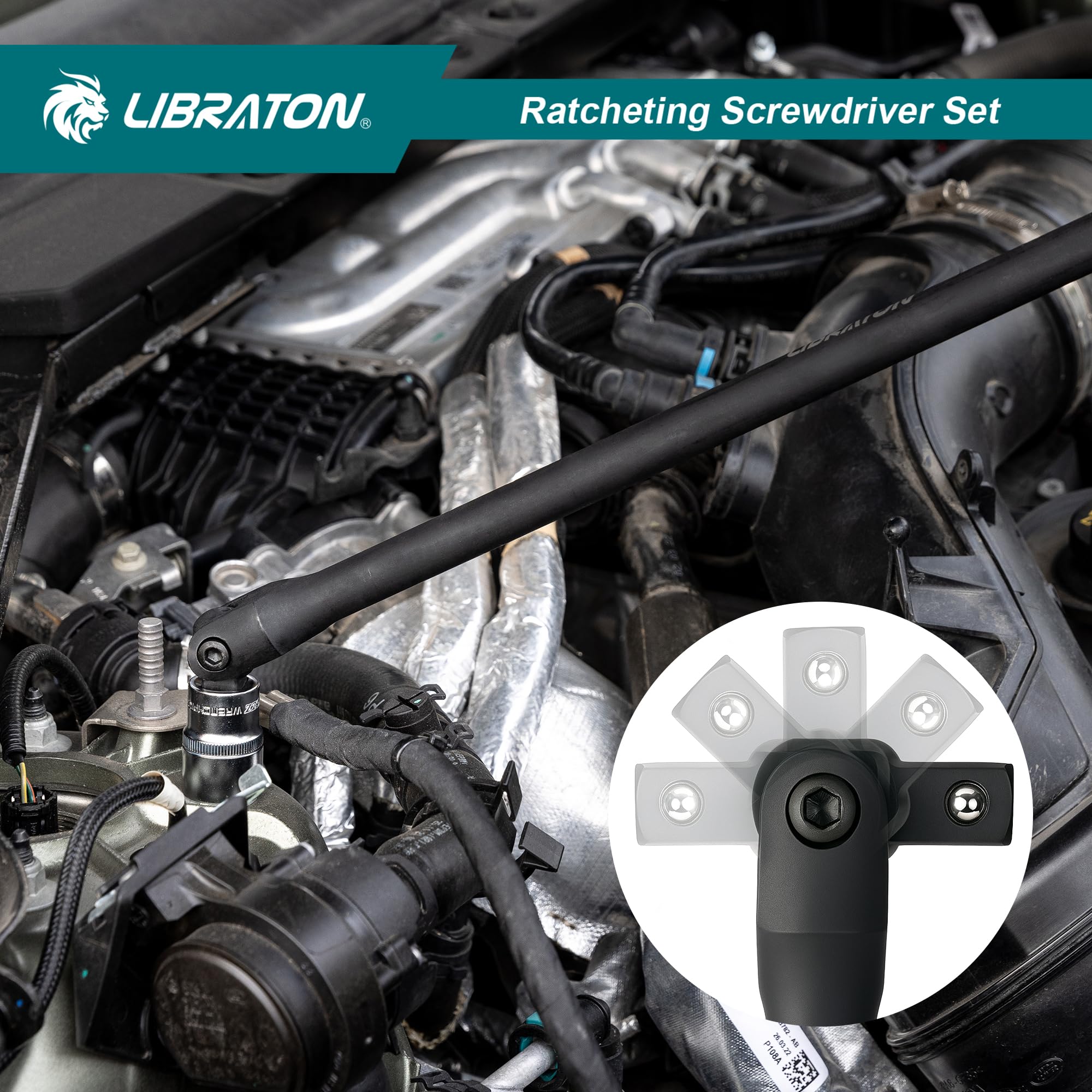 LIBRATON Drehmomentschlüssel 1/2 Zoll, 50–350NM, Drehmomentschlüssel Auto ±3% Genauigkeit, Gelenkgriff 1/2 Zoll, 72-Zahn-Dual-Direction Verstellbarer Drehmoment für Auto, Motorrad Reparatur 8