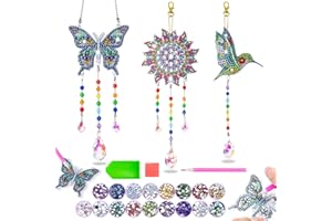 MICARACY Diamond Art Kits for Kids Ages 6-12: Birthday Gifts for 7 8 9 10 Year Old Girls Teens Creative Arts & Crafts for Girls Boys DIY Wind Chime & Suncatcher Craft Kit Crystal Window Garden Decor Kit