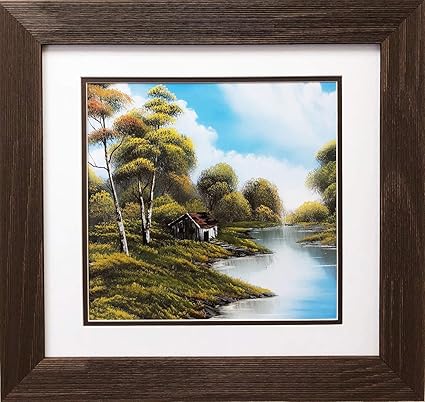 Amazon Com Bobross Cabin By The River Newly Custom Framed Art
