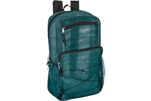 TRAIL MAKER Deluxe See Through Mesh Backpack with Bungee Cord & Adjustable Padded Straps for Swimming, Travel (Green)
