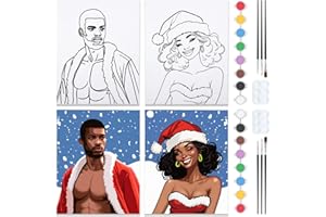 Nuberlic Christmas Couple Pre Drawn Canvas Paint Kits for Adults Couple Sip and Paint Date Night Game Party Flavor Painting Party Supplies