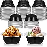 Baderke 50pcs 23oz Disposable Plastic Bowls New Year Large Disposable Party Cup Bowls for Snacks, Salads and Desserts for Birthday, Christmas Holiday Event,Black