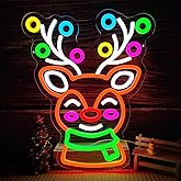 Christmas Elk Neon Sign Reindeer Neon Sign Dimmable Neon Christmas Sign christmas Neon Light Up Sign for Bedroom Living Room Home Party Gifts
