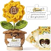 Best Valentines Day Aunt Gifts for Auntie, Birthday Gifts for Aunt from Niece Nephew, Birthday Auntie Xmas Aunts Gift for Auntie, Handmade Emotional Support Crochet Positive Crochet Sunflower Gift