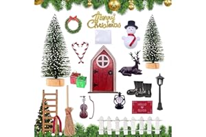 Amszke 20 Pcs Christmas Elf Girl Fairy Doors Decorations Door Enchanted Fairy Doors Tiny Outdoor Xmas Decor Wooden Tiny Miniature for Child Xmas Accessories Fairy Tale