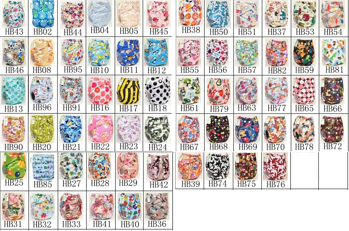 Tdiapers All-in-one Washable Reusable Adjustable Snap Girls/boys One Size Cloth Diapers , 3 Pcs + 3 Inserts -- 97 Colors for Choose (boy color)