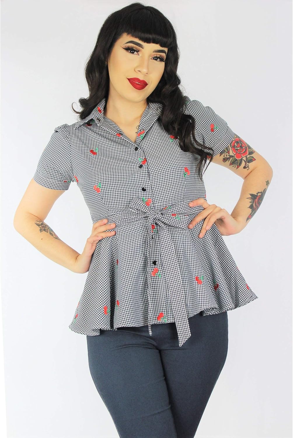 gingham peplum top