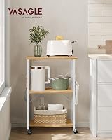 VASAGLE Kitchen Shelf on Wheels 3-Tier Trolley Golden Oak White KKS060Y09 view 2