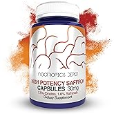 Nootropics Depot High Potency Saffron Extract Capsules | 30mg | Minimum 7.5% Crocins and 1% Safranals | Crocus sativus | 60 ct