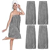 Tigeen 4 Pack Spa Towel Wraps for Women Adjustable Elastic Bath Robe Lightweight Shower Cover for Bath Shower(Gray,M)