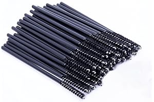 i-Laesh Skinny Mascara Wands - Eyebrow Brushes for Lash Extensions, Beauty Makeup Tool - 50 Pcs (Black)