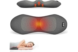 MEIJINEX 3in 1 Smooth Spine Triple Fusion Back Massager Electric Lumbar Support Pillow withHeat, Vibration & Adjustable Traction -Memory Foam Back Massager for Lower BackPain Relief