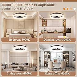 VOLISUN Low Profile Ceiling Fans with Lights and