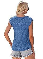 AUSELILY Womens Cap Sleeve T-Shirt Casual Loose Fit