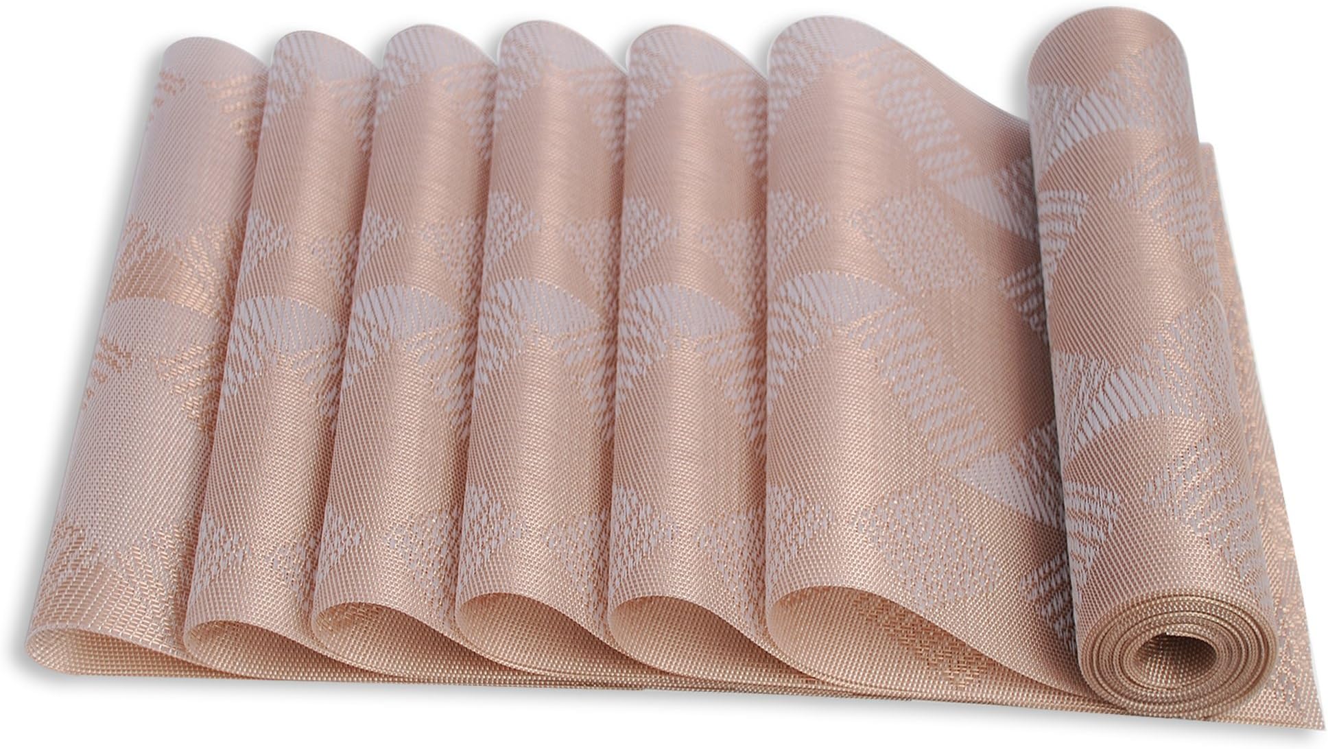 iOCHOW Placemats Set, 6 Woven Dinner Table Mats, PVC Material, Heat-resistant, Washable, Very Good For Kitchen, Dining Room And Camping.