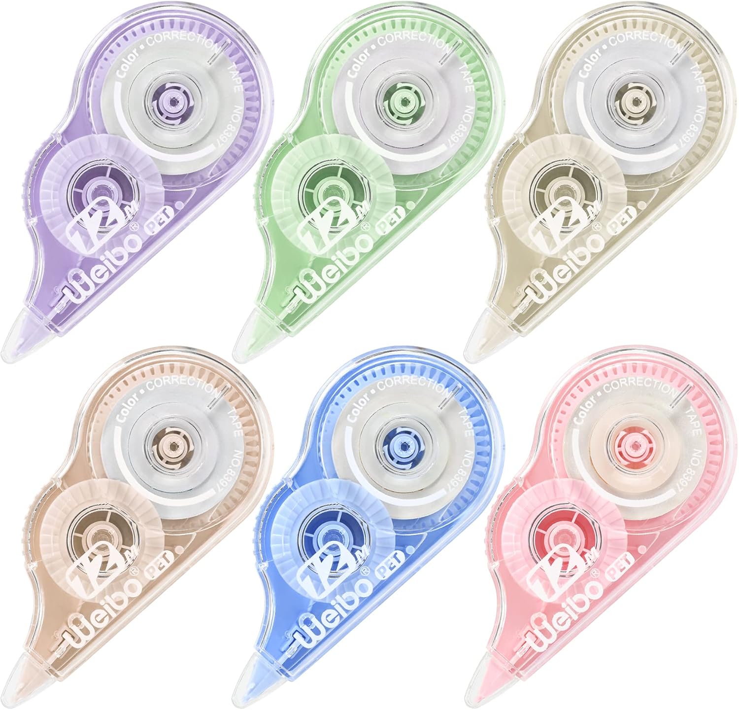 WeiBo Whiteout Correction Tape, Easy To Use Applicator for Instant Corrections, For Office Administration, Note Taking, Marking, Crafting, Bullet Journal, Scrapbooking (Pack Of 6, 12m/472in) : Office Products