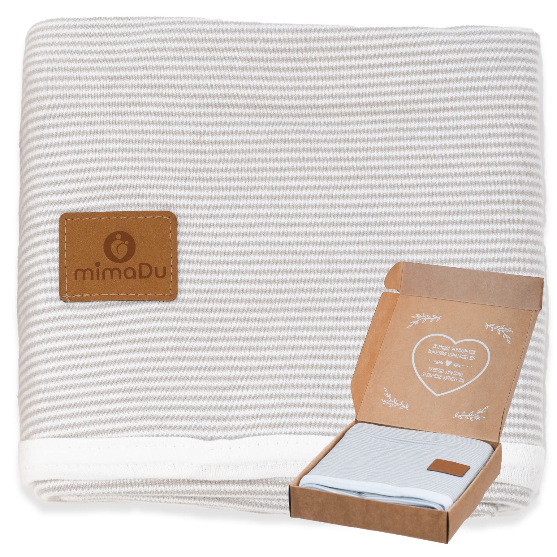 mimaDu Baby Blanket Cotton Summer, Baby Cotton Blanket Baby, Cuddly Blanket Baby Blanket Boy, winter Blanket for girl and boy 100% Oeko-Tex Combed Cotton (Grey White)