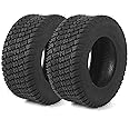 (2-Pack) 16x6.50-8 Tires - 4PR Durable Tubeless, Replacement Lawn Tractor Tires with Deep Ribbed Treads, Rim Not Included