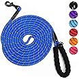 YOBOKO Luminous Explosion-Proof Dog Leash Reflective Strip Pet Dog Lead Leash Dog Chain Walking Traction Rope Super 3M Long Black Leash for Strong Dogs Outdoor (3M Blue)