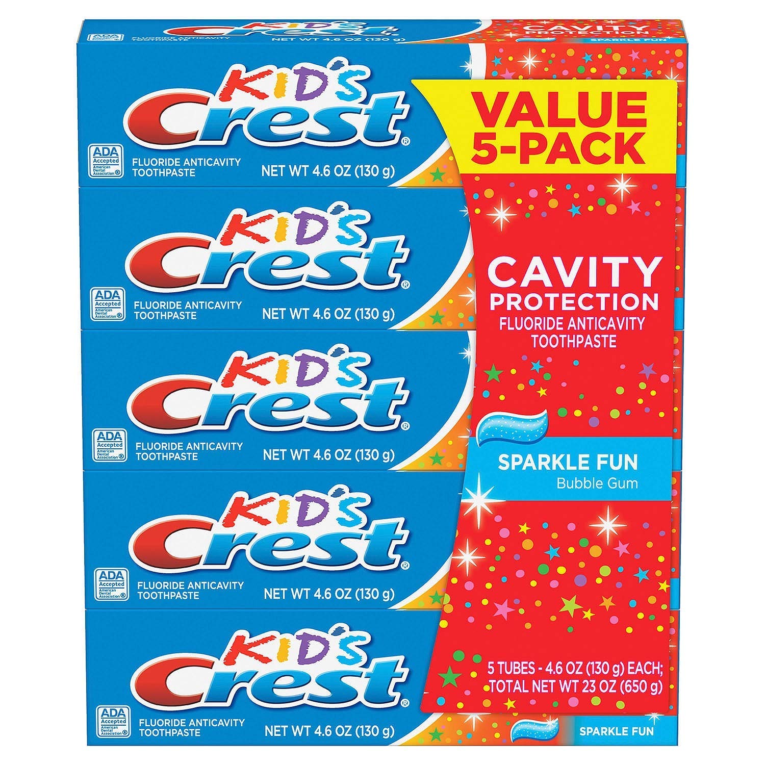 Crest Kid's Sparkle Fun Toothpaste, 4.6 oz (5-Pack)