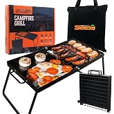 Adventure Seeka 24" Heavy Duty Folding Campfire Grill, Food-Safe Cooking Surface, Compact Folding Design, Portable Grill Grate &amp; Griddle for Campfire Cooking, Australian Designed &amp; Owned