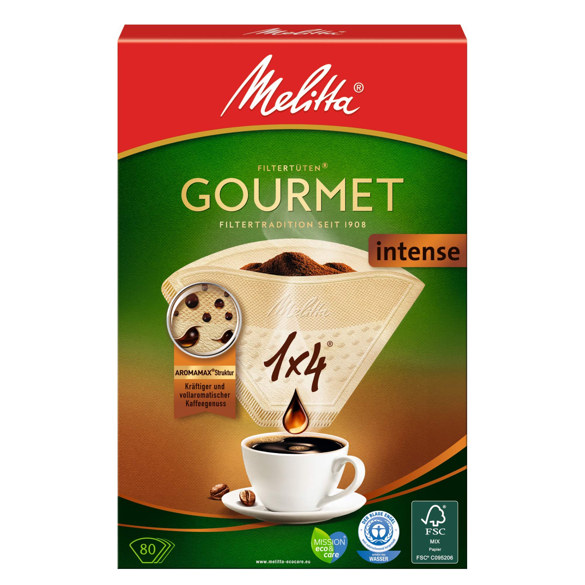 Melitta Gourmet INTENSE Coffee Filter 2049669 1 x 4 cm, Pack of 80