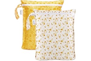 Bumkins Waterproof Wet Bag, Washable, Reusable for Travel, Beach, Pool, Stroller, Diapers, Dirty Gym Clothes, Wet Swimsuits, Toiletries, 12x14 - Harry Potter Quidditch (2-Pack)