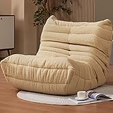 Bean Bag Chairs for Adults Giant Bean Bag Chair Memory Foam BeanBag Chair Bean Bag Sofa with Filler Faux Fur Fireside Beanbags Lazy Sofa for Living Room Bedroom Office (Khaki Teddy, Single)