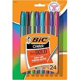 BIC Cristal Xtra Bold Ballpoint Pens, Bold Point, 1.6 mm, 24-Count Pack | Bold Point 1.6 Mm for Smooth Writing, Assorted Colors for Color-Coding, Ideal for School Supplies and Coded Notes