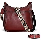 Iswee Crossbody Bags for Women Genuine Leather Purses Vintage Shoulder Handbags Travel Cross Body Bag with Boho Strap