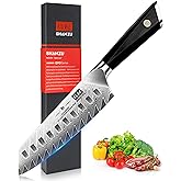 SHAN ZU Damascus Chef Knife Santoku Knife 7 Inch Professional Multifunction Kitchen Knives, 67 Layers Damascus Stainless Steel 10Cr15CoMoV Super Sharp Cooking Knife with G10 Handle/Gift Box
