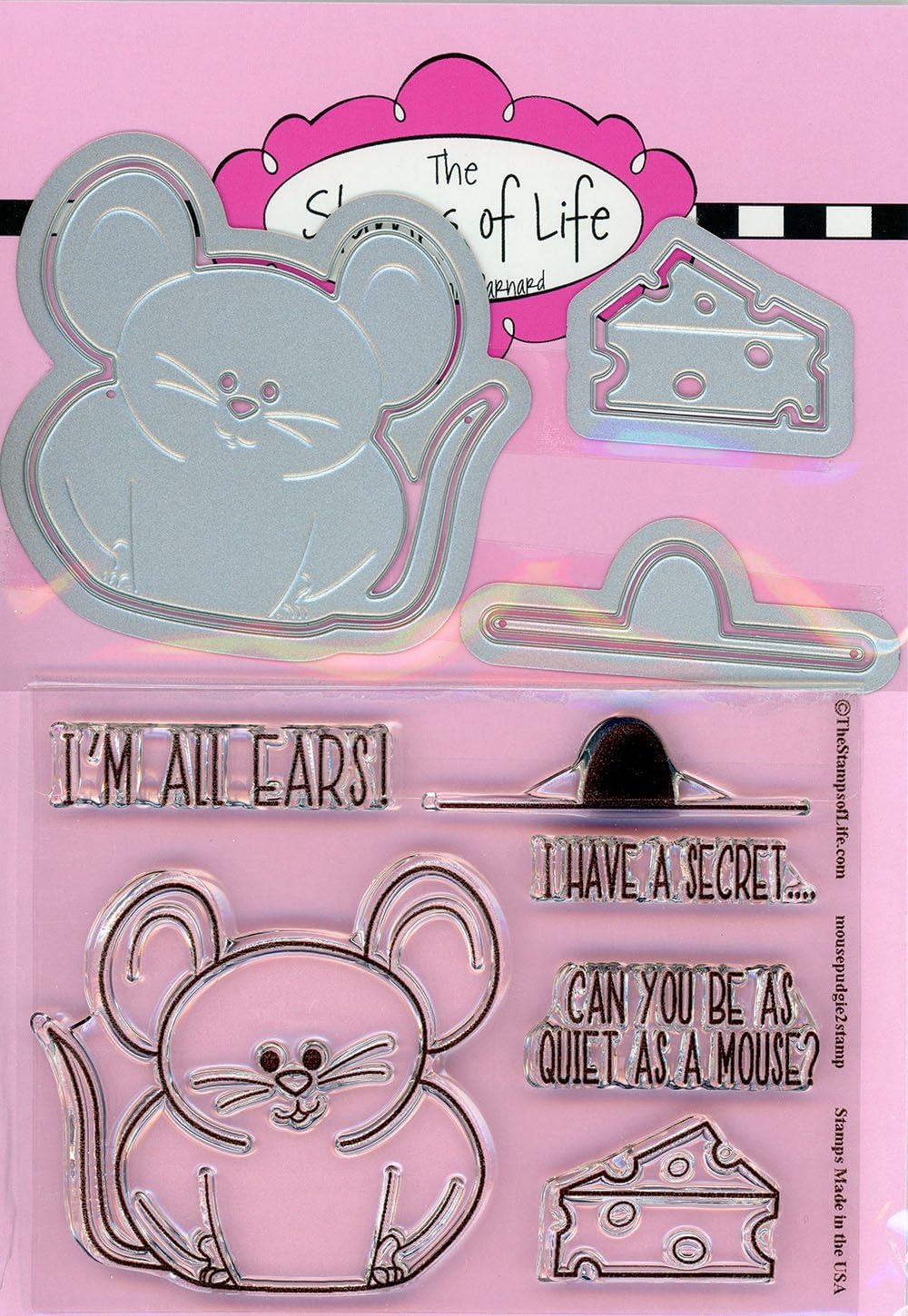 Cute Animal Mouse Stamp and Die Combo Pack for Card-Making and Scrapbooking Supplies by The Stamps of Life - Mouse Pudgie