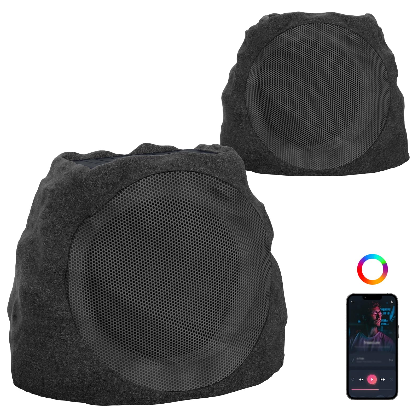 Photo 1 of ****************MISSING REMOTE***********
JMJEAN Outdoor Speakers Bluetooth Waterproof Patio TWS Connection Outdoor Bluetooth Speakers Wireless Solar Powered and Rechargeable Rock Speaker for Patio Pool,Backyard (Granite, 2 Pack)