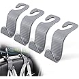 LivTee Car Purse Hook, 4 Pack Universal Auto Seat Headrest Hook Hangers Organizer for Coats, Umbrellas, Groceries - Carbon Fiber Gray