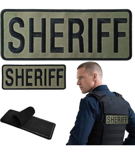 Amazon.com: Sheriff Embroidery Patch 3X8 and 2X6 INCHES Hook OD