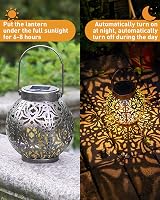 MOXTOYU Solar Lanterns 2 Pack Outdoor IP44 Metal Yard Lights Black view 2